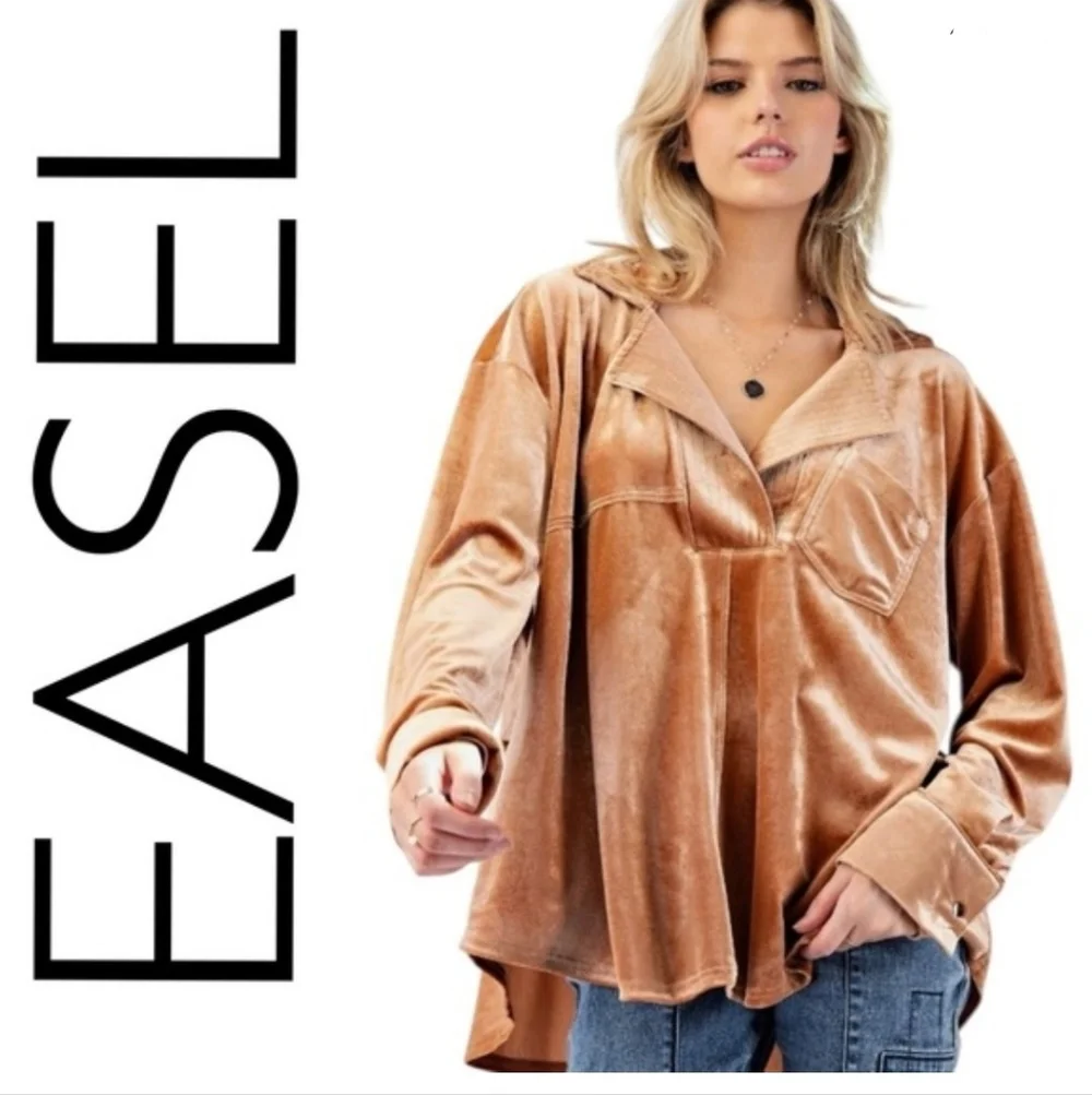 EASEL NWT VELVET TOP CAMEL (R2) - Picture 1 of 3